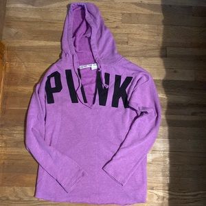 EUC PINK size large purple pink logo hoodie hooded sweatshirt pullover